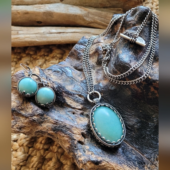 Nine West Vintage America Collection Necklace & Earring Set, Milky Turquoise - Picture 1 of 9